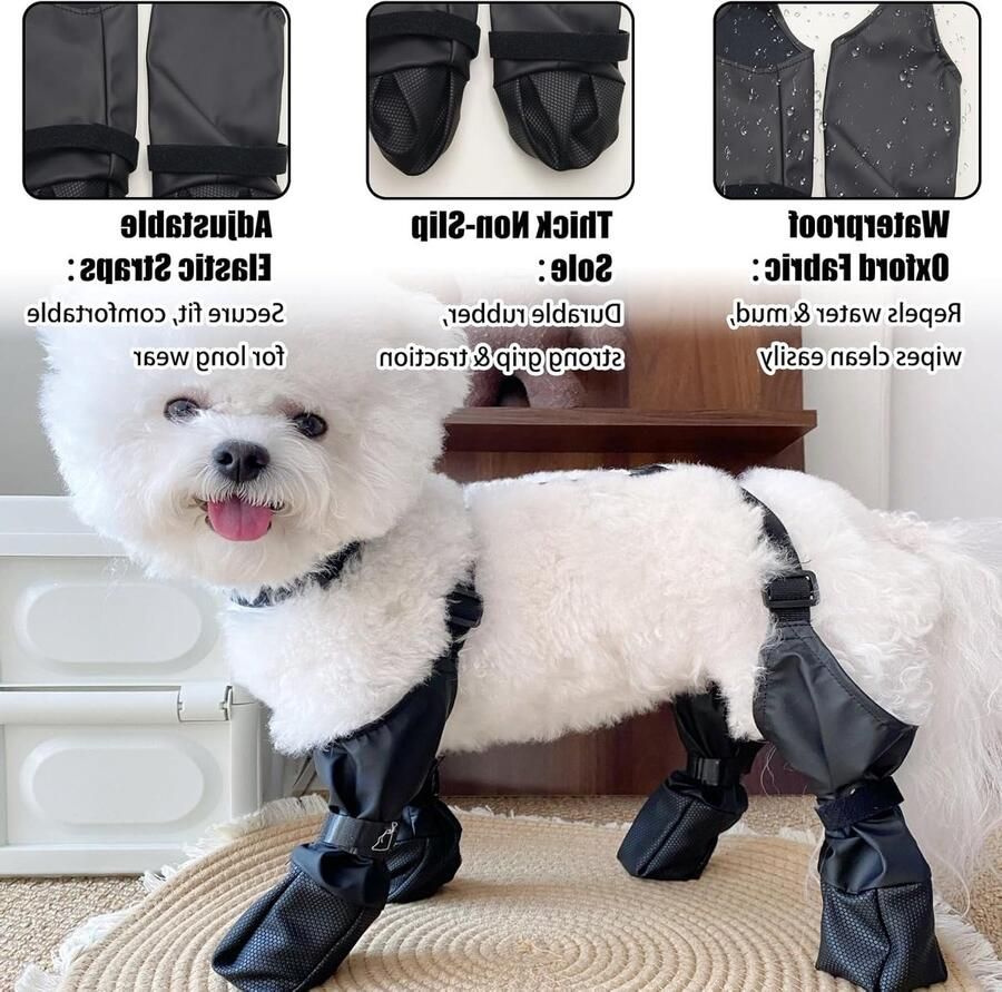 Waterdichte hondenlaarzen voor kleine en middelgrote honden verstelbare pootbeschermer en comfortabele schoenen voor buitenwandelen en bescherming van gewonde poten