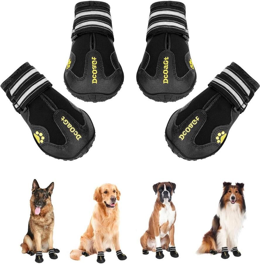 Waterdichte Hondenschoenen en Pootbeschermers voor Grote Honden Anti-slip en Reflecterend