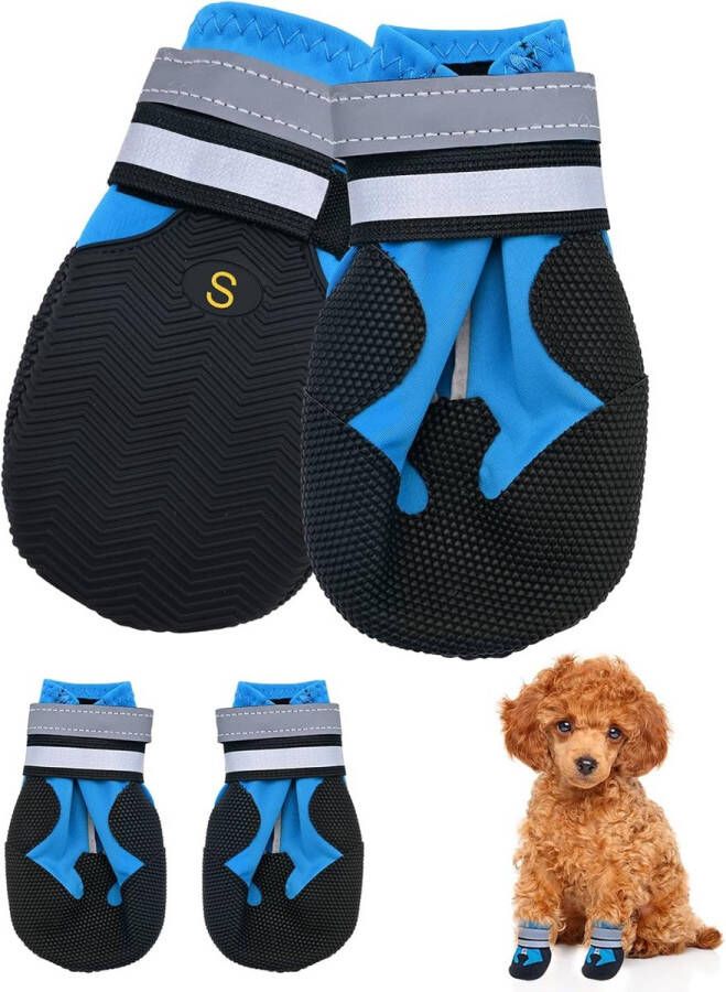 Waterdichte hondenschoenen met reflecterende rie en antislipzool voor kleine en middelgrote honden