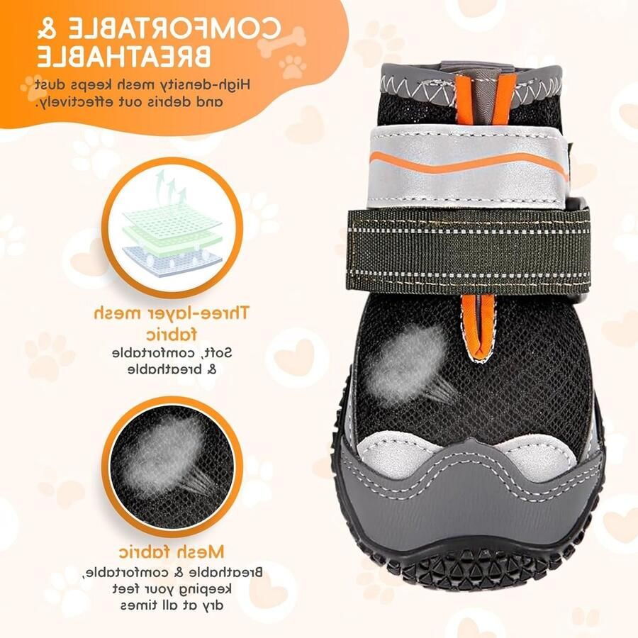 Waterdichte hondenschoenen met verstelbare rie antislip en reflecterende eigenschappen voor alle hondenrassen