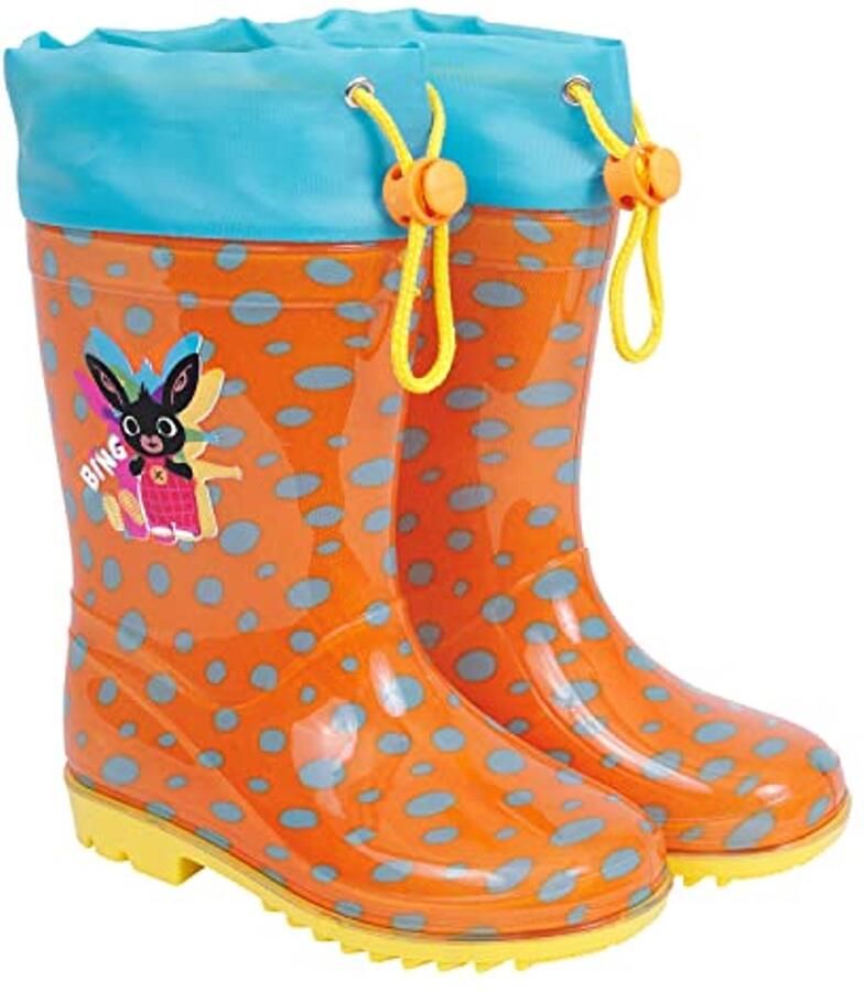 Waterdichte Kinderlaarzen met Antislipzool en Trekkoordsluiting Oranje en Blauwe Laarzen voor Kinderen