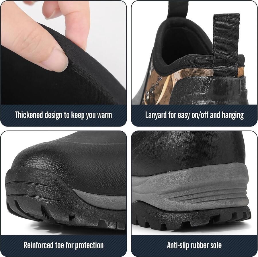 Waterdichte Korte Rubberlaarzen voor Mannen Warm en Geïsoleerd met Neopreen Perfect voor Regen en Winter
