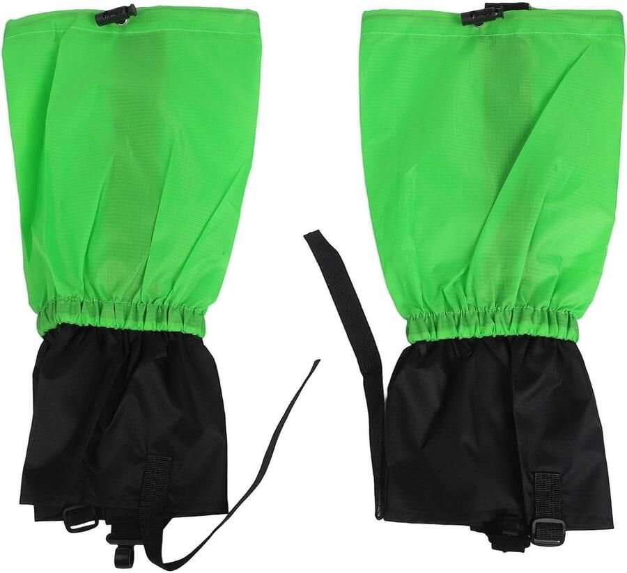 Waterdichte nylon laarzen beenkappen voor buiten wandelen en klim met ade d materiaal en verstelbare elastische banden met drukknopen (groen)