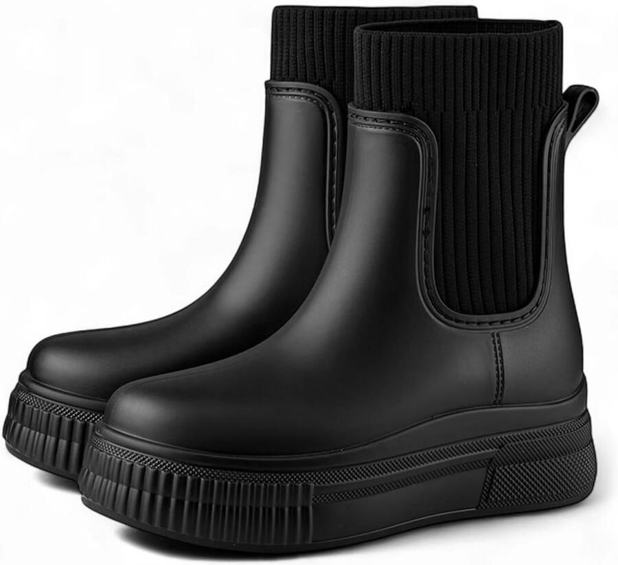 Waterdichte Rubberlaarzen Dames Halfhoog Model Hals en Antislip