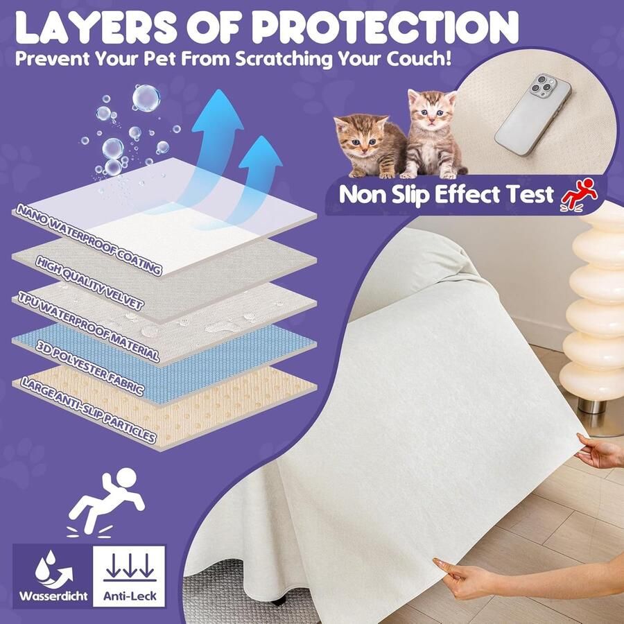Waterdichte Sofa Cover Bank Bescherming Kat Bankhoes 2 Zits Bank Bescherming Kat Antislip Bankhoes Waterdicht Beschermhoes Bank voor Huisdieren Kinderen Beige 300x