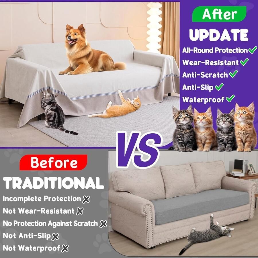 Waterdichte Sofa Cover Bank Bescherming Kat Bankhoes 2 Zits Bank Bescherming Kat Antislip Bankhoes Waterdicht Beschermhoes Bank voor Huisdieren Kinderen Beige 380x