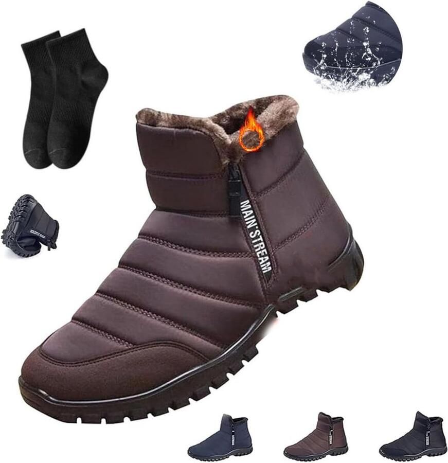 Waterdichte Warme Heren Snowboots met Rits Winter Enkel Laarzen
