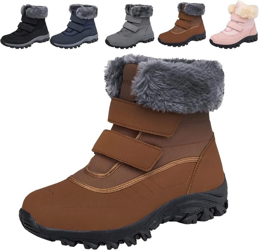 Waterdichte warme wandelschoenen bont gevoerd dames enkellaarzen antislip