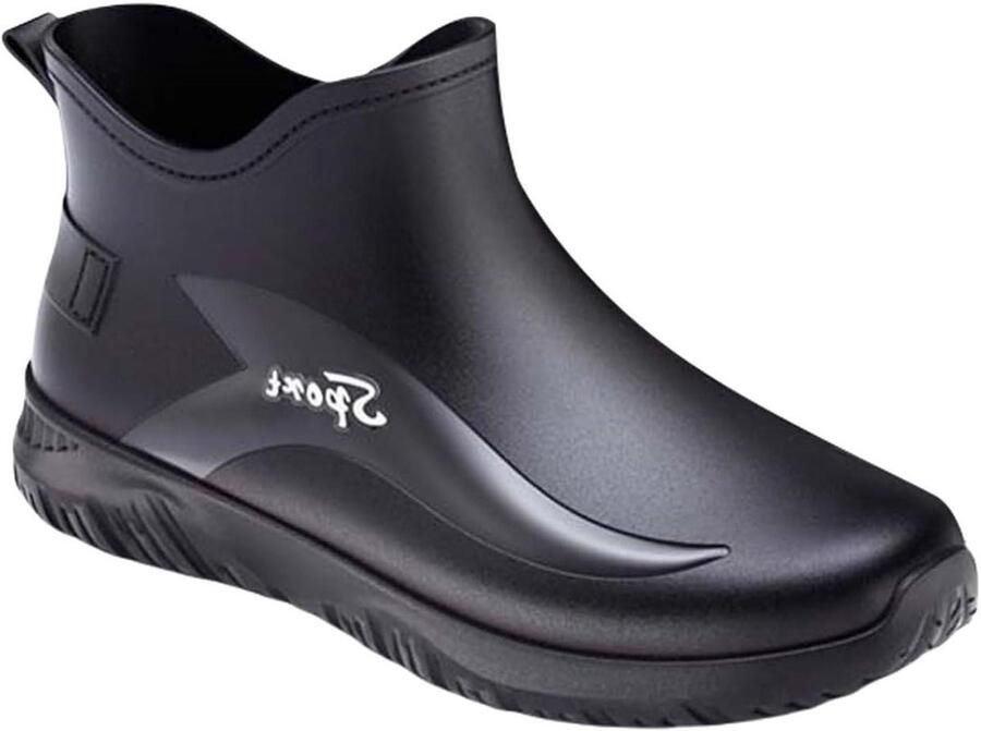 Waterdichte Werklaarzen Rubberen Laarzen Buitenwerkzaamheden Veilig Antislip Platformzool Halfhoog Model Zwart