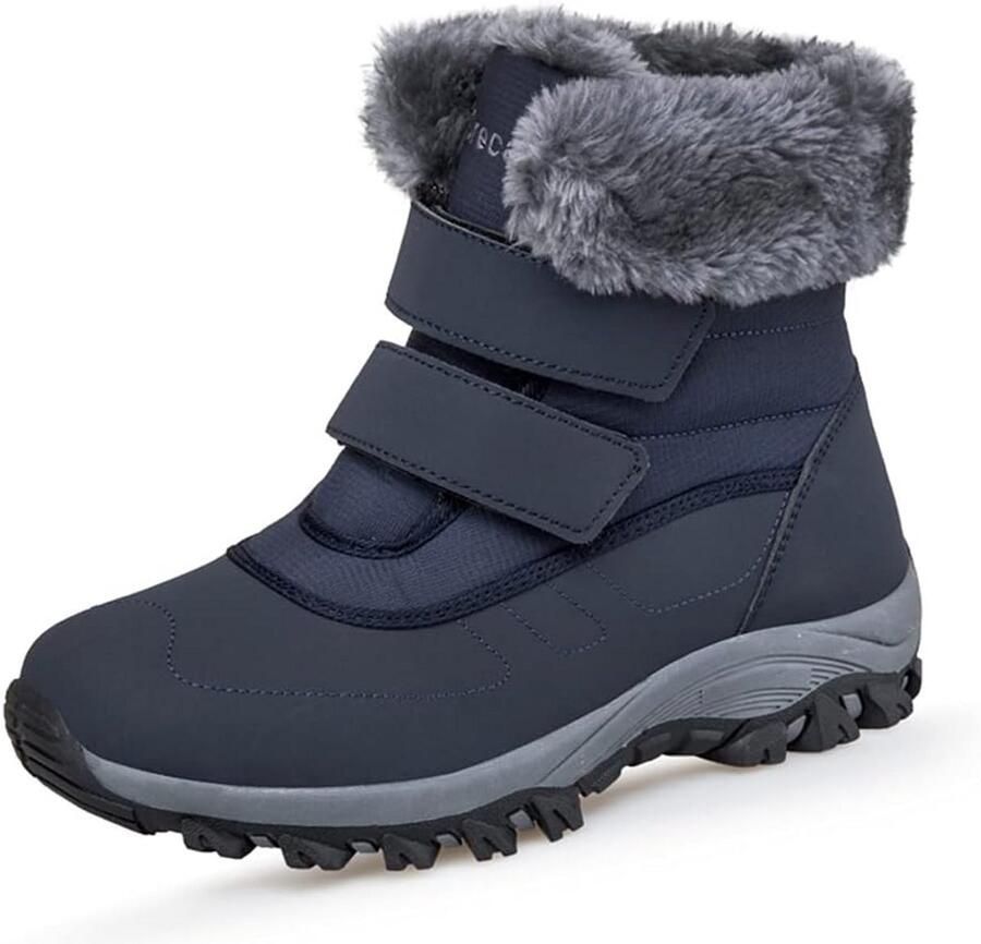 Waterdichte winterlaarzen voor dames met klittenband Gevoerde snowboots voor warme en antislip grip