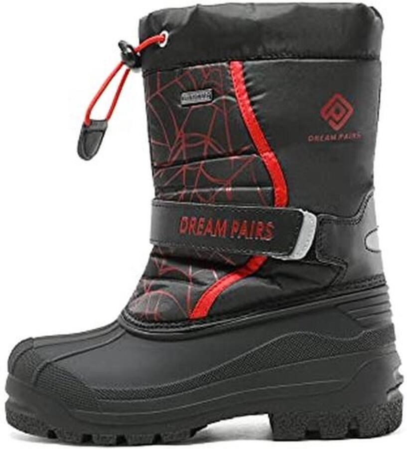 Waterproof Snow Boots voor Kinderen Middenkalfs Winterboots in Zwart en Rood