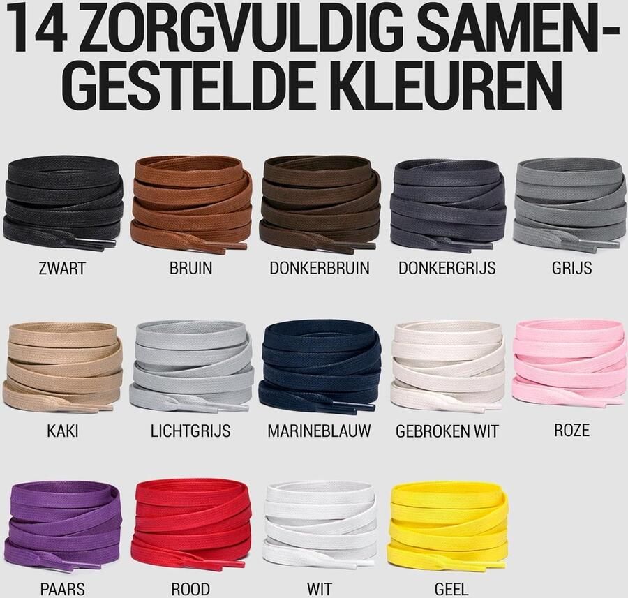 Waxed Cotton Flat Shoelaces voor Boots Sneakers en Schoenen Veelzijdige Lengtes en Kleuren