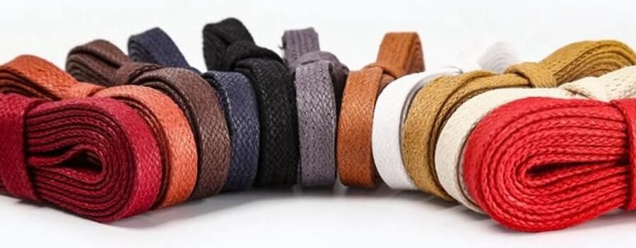 Waxed Katoenen Platte Schoenveters voor Laarzen en Leren Schoenen in Lengtes