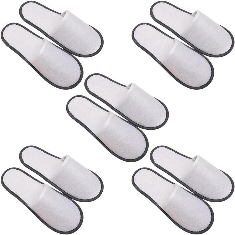 Wegwerp Pantoffels Hotel Slippers Gasten Comfort Antislip Zolen 5 Paar Wit