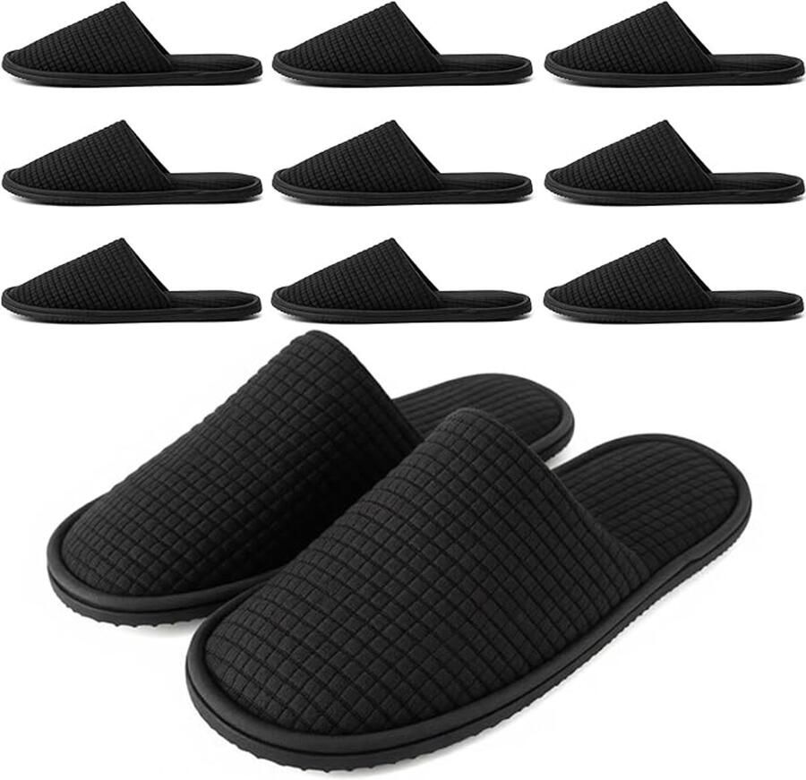 Wegwerp Pantoffels Hotel Slippers Set (10 Paar) Antislip Gastensloffen Comfortabele Badstof Slippers voor Spa Reizen & Thuis Unisex