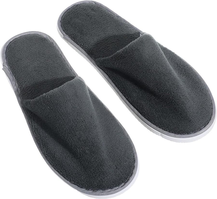 Wegwerp Slippers Gasten Pantoffels Thuisgebruik Zachte Coral Fleece 6 Paar Grijs