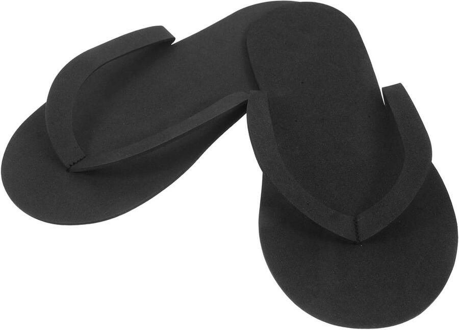 Wegwerp Slippers Opvouwbare Schoenen Reizen en Spa Sneldrogend Materiaal 12 Paren Zwart