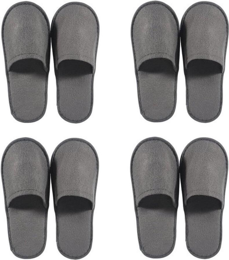 Wegwerppantoffels met antislip zool 4 paar badslippers voor hotel spa en thuis Grijs