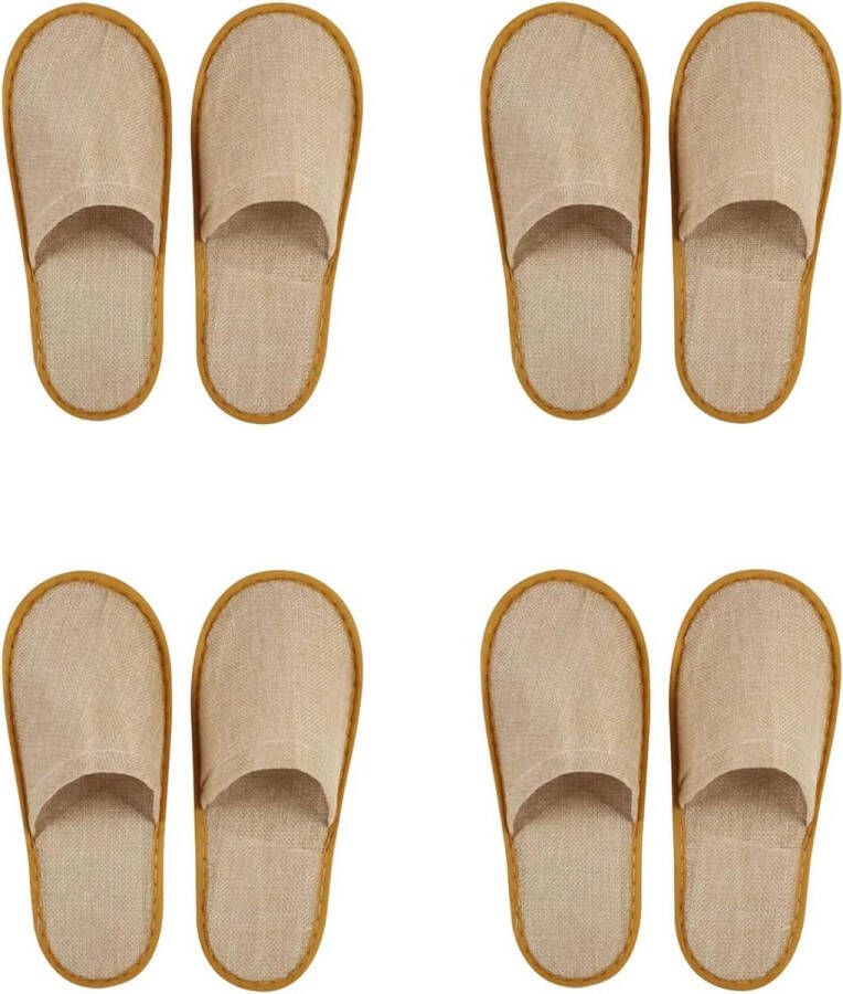 Wegwerpschoenen voor gasten Set van 4 paar badstof pantoffels Universele maat Wit en geel Ideaal voor bruiloften