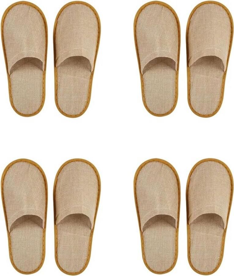 Wegwerpschoenen voor gasten Set van 4 paar badstof pantoffels Universele maat Wit en geel Ideaal voor bruiloften