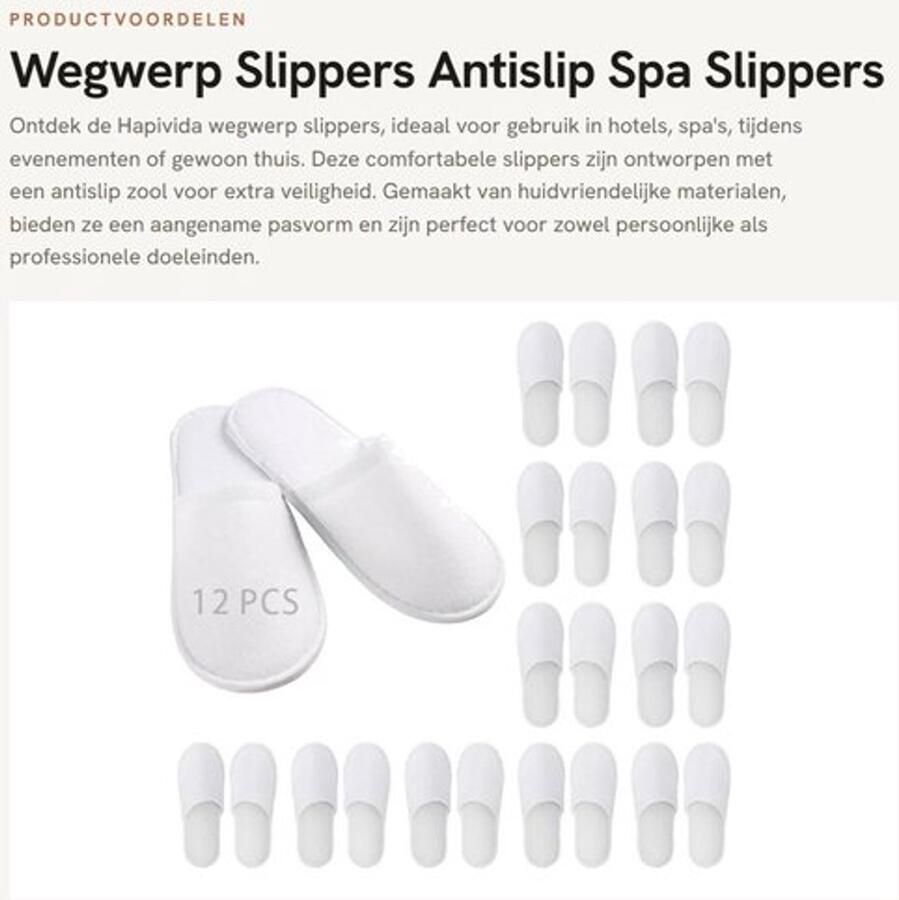 Wegwerpslippers 50 Paar Antislip Unisex Geschikt voor Badkamer Hotel Afmetingen 27x Dikte 3 mm Hotel Slippers