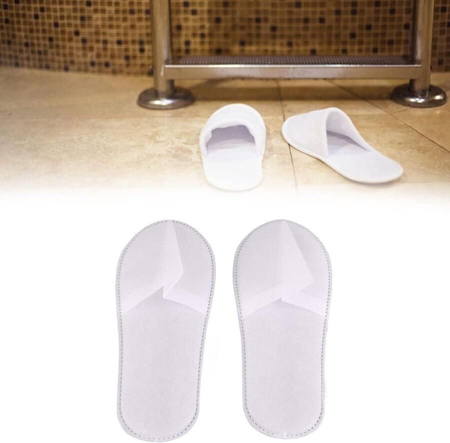 Wegwerpslippers Gastenslippers 3 mm Verdikte Draagbaar Antislip Hotelreizen Pantoffels Gesloten Teen Witte Fleeceplaat