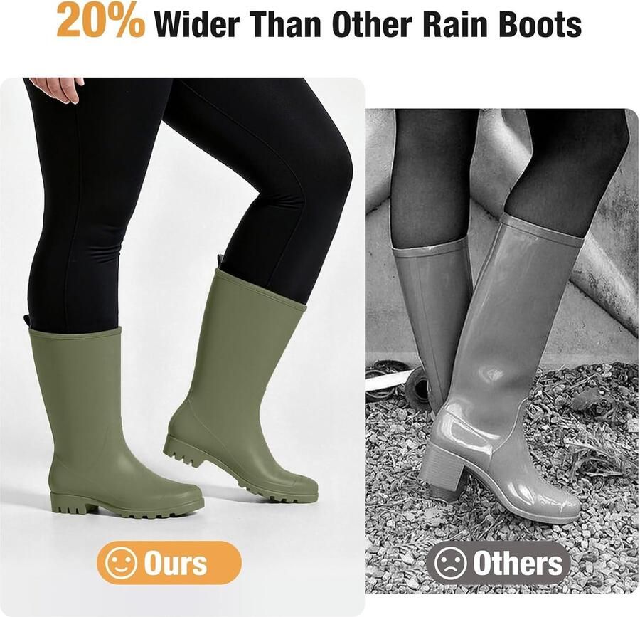 Wellies Dames Brede Kuit Wellington Laarzen Waterdichte PVC Rubberen Regenlaarzen Dames Wellies voor Buitenactiviteiten zoals tuinieren en wandelen