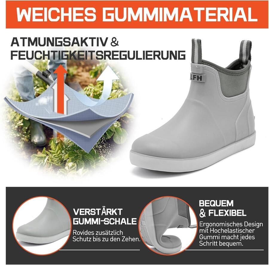 Heren Wellingtonlaarzen Grijs Waterdicht Beschermende antislip boots ShopVlot