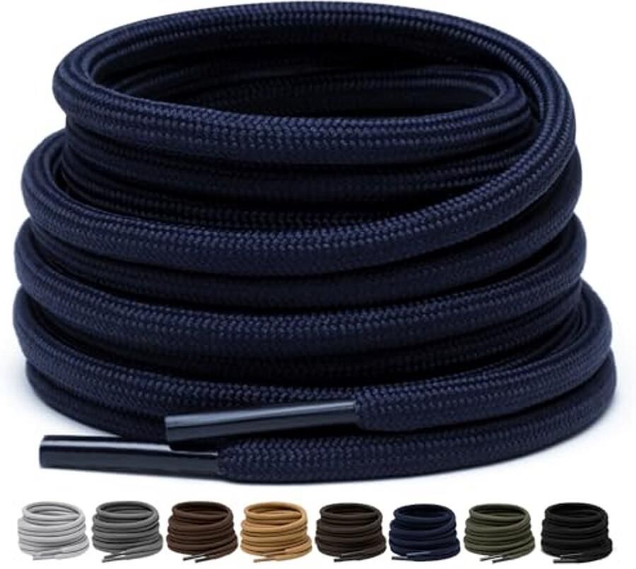 Werklaarsveters 2 paar Sterke schoenveters Outdoor wandelen Duurzaam polyester materiaal 4 mm dik Zwart