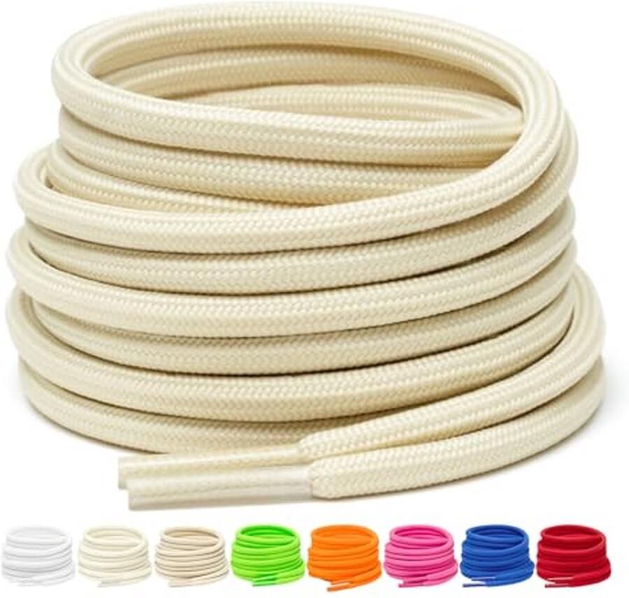 Werklaarsveters Schoenveters Outdoor Wandelen Duurzaam Polyester Materiaal 4 mm Dik Zwart
