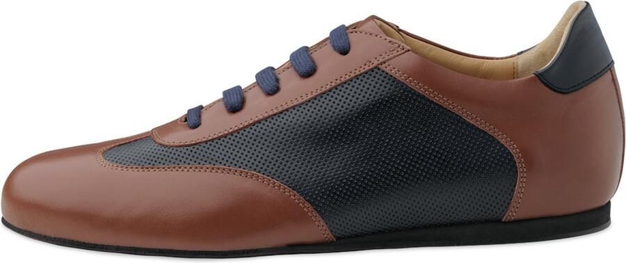 Werner Kern 28062 Positano Heren Dansschoenen Cogna Navy Nappa Leer Zonder Hak Ballroom Latin Salsa schoenen Werner Kern bruin blauw