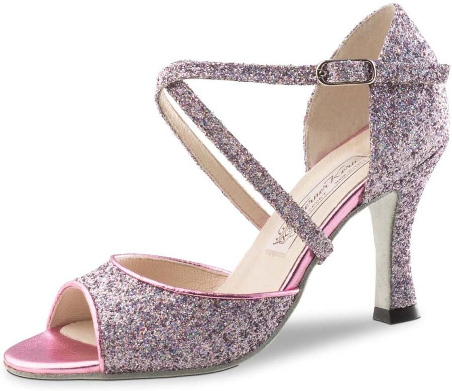 Werner Kern Alina Dansschoenen voor Dames Multicolor Glitter Hoge Hak flare Open teen Latin Tango Kizomba Salsa schoenen Werner Kern Roze
