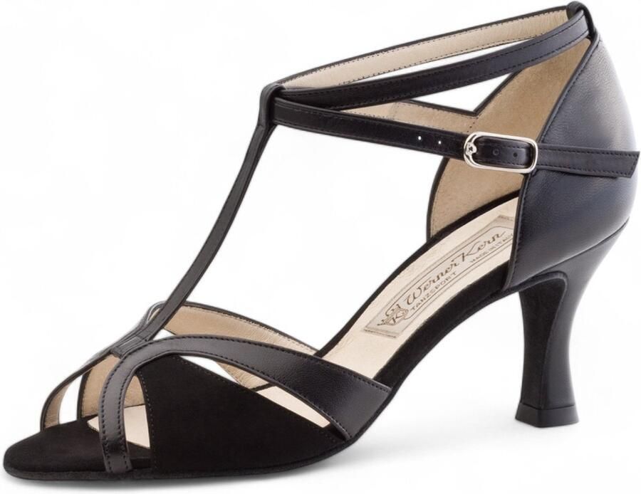 Werner Kern Astrid Dansschoenen Dames Zwart Leer Suède Open Neus Latin schoenen Salsaschoenen Hak Werner Kern Zwart