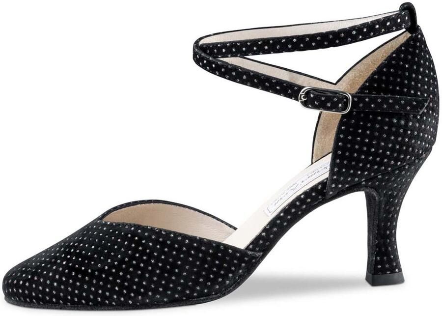 Werner Kern Betty Dichte Dansschoenen Dames Brokat 15 Zwart Suede met Glitters Suede zool Hak Latin Ballroom Salsa Tango Werner Kern Zwart