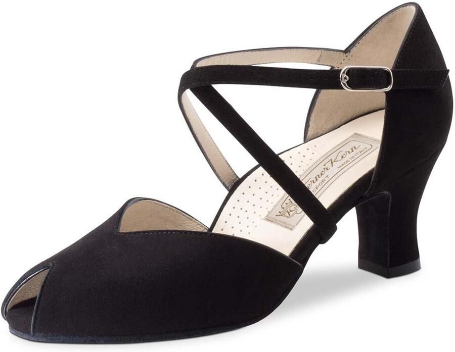 Werner Kern Fatima Dansschoenen Dames Hak Zwart suede Peeptoe Danshakken Ballroom Latin Salsa Werner Kern black