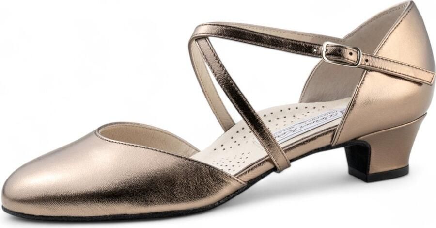 Werner Kern Felice Dames Ballroom Dansschoenen Chevro antiek metallic leer Lage stabile hak Geschikt voor brede voet Dichte Neus Feestelijke dansschoen Latin Social Stijldansen Werner Kern Koper