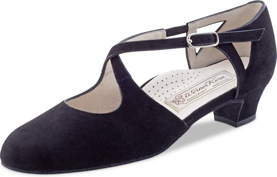 Werner Kern Gala-34 Dansschoenen Dames Lage hak Brede pasvorm Suède Ballroom schoenen Comfort lijn Werner Kern Zwart