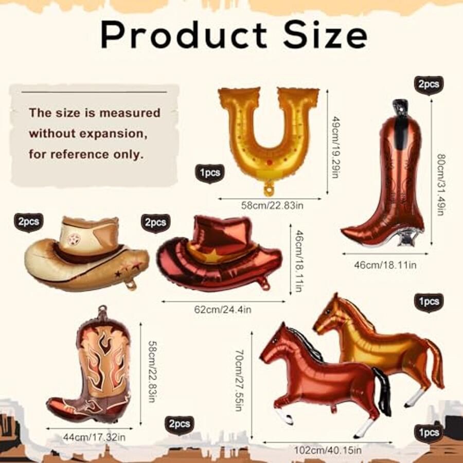 Western Themed Feestballonnen Luxe Cow Laarzen en Hoeden Stuks