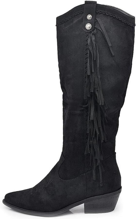 Westerse Enkellaarzen Dames met Franjes Suède Cowboy Laarzen