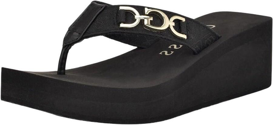 Wig Sandalen Platvorm Slippers Strandwandelingen G-ketting detail Schuimplatform Zwart