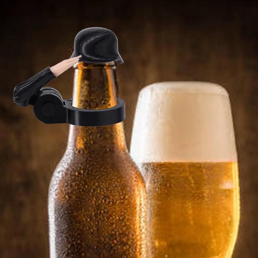 Wijnflesstopper Bierflesstopper met Soldatengroet Grappige Herbruikbare Wijnflesstopper met Saluuthandgebaar Geschikt voor Barbecue Feestdecoratie (Zwart)