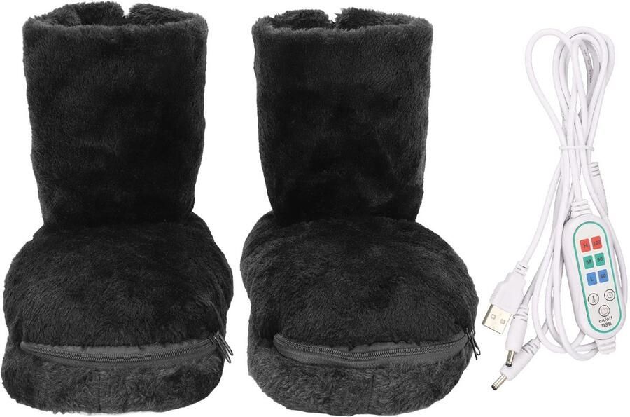 Winter Heated Foot Warmer Boots Electric Heated Shoes Heated Boots Slipper USB Charger Heating Shoes Warmer Rechargeable Thermal Shoe Winter Heated Foot Warmer (Black)