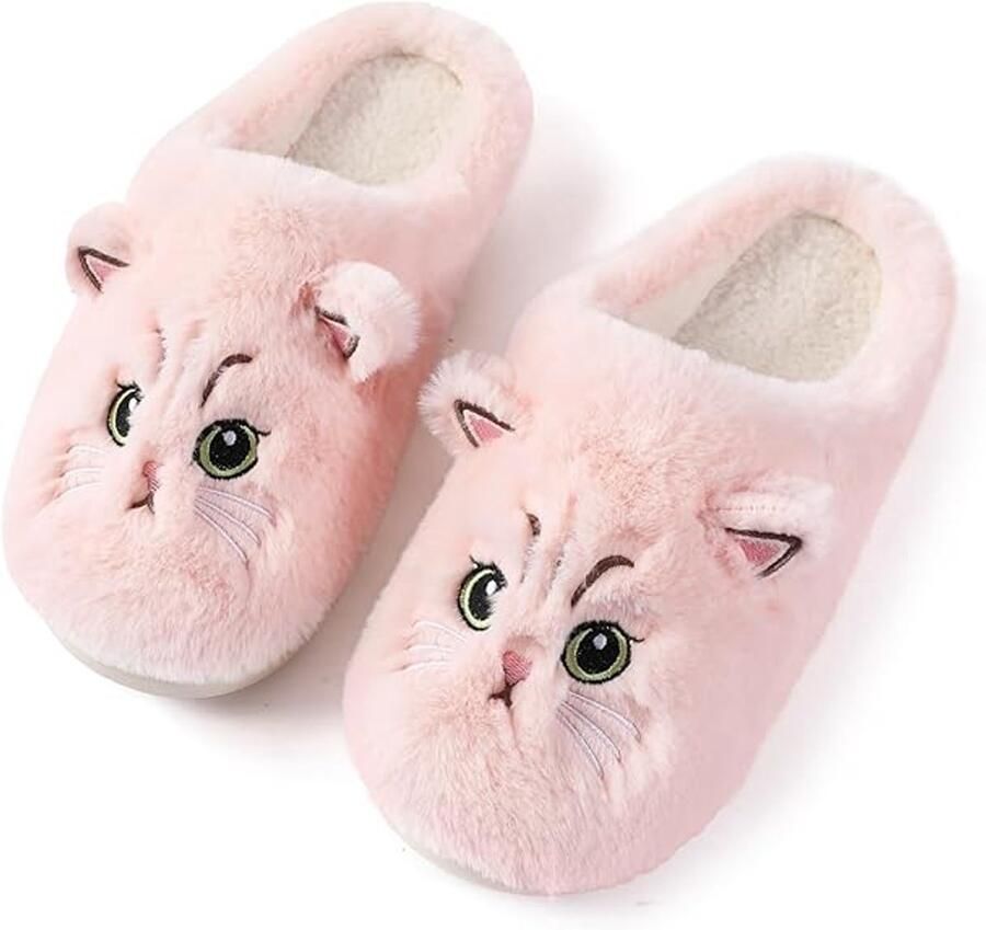 Winter katoenen pantoffels schattige katten pantoffels dames winter cartoon pantoffels comfortabele antislip pantoffels heren harige pantoffels warme pluche pantoffels 46 47 (De maten vallen klein uit bestel een maat groter!!)