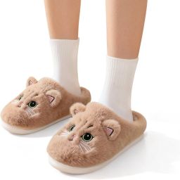Winter katoenen pantoffels schattige katten pantoffels dames winter cartoon pantoffels comfortabele antislip pantoffels heren harige pantoffels warme pluche pantoffels 46 47 (De maten vallen klein uit bestel een maat groter!!)