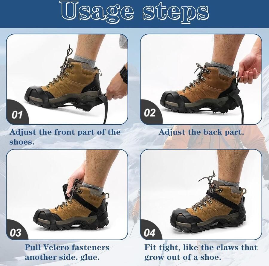 Winter Shoe Spikes Hoogwaardige spikes voor schoenen in de winter Crampons voor wandelschoenen Ideale sneeuwkettingen voor schoenen voor anti-slip veiligheid