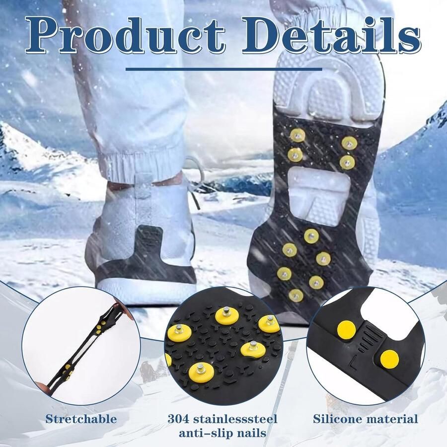 Winter Shoe Spikes Hoogwaardige spikes voor schoenen in de winter Crampons voor wandelschoenen Ideale sneeuwkettingen voor schoenen voor anti-slip veiligheid