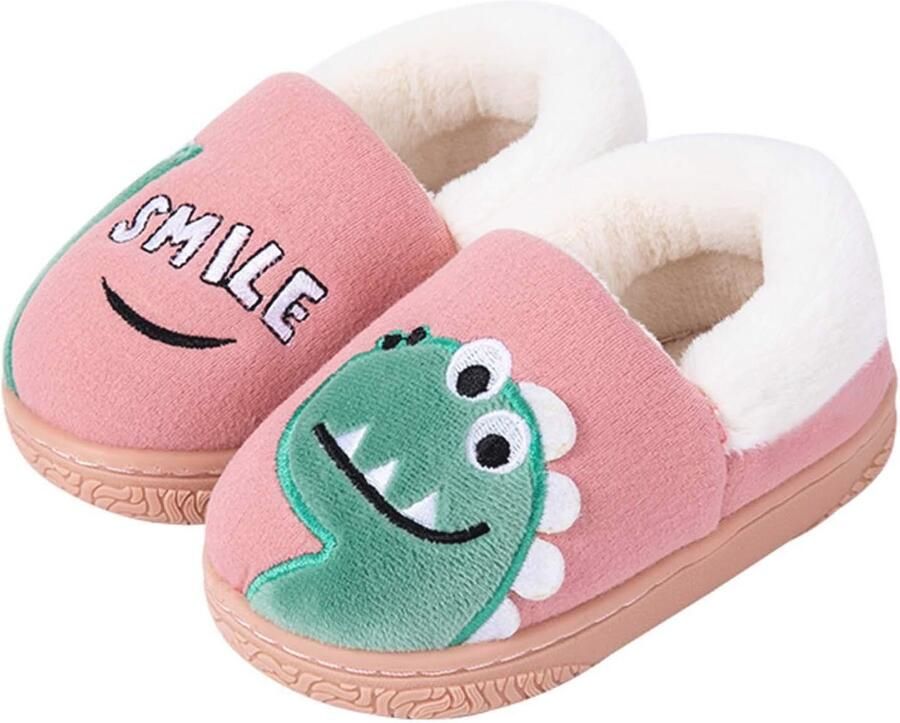 Winter Slippers voor Kinderen Pluche Gevoerde Huis Slippers met Dinosaurus Motief