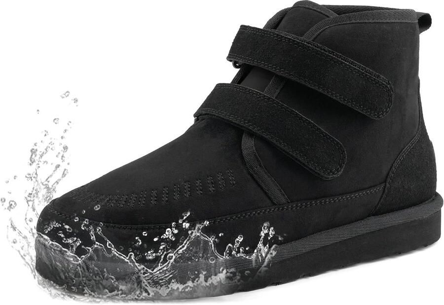 Winter Snow Boots Wide Waterproof Warm Fur Lined Slip on Ankle Booties Orthopedic Boots Cold Weather Walking Shoes with Hook and Loop