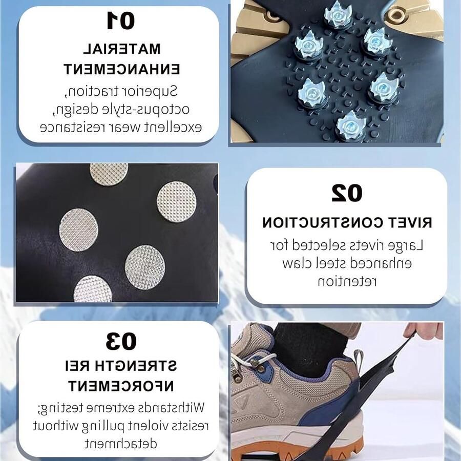 Winter spikes voor schoenen 10 roestvrijstalen tanden voor grip antislip spikes voor wandelen op ijs en sneeuw ideale ijsklauwen voor stevige ondersteuning