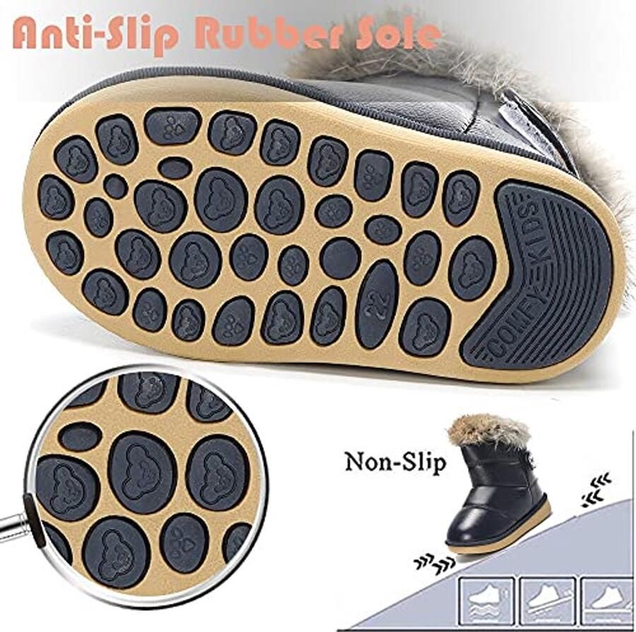 Winterboots voor Kinderen Warme Leren Enkelboots Gevoerd & Comfortabel